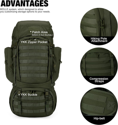 Mardingtop 60L Military Internal Frame Backpack for Hiking,Camping,Hunting,Rucksack Backpack with Rain Cover