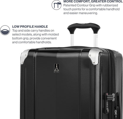 Travelpro Pathways 3 Hardside Expandable Luggage, 8 Spinner Wheels, Lightweight Hard Shell Suitcase, Carry On 21 Inch, Black Knight