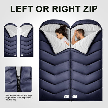 Sleeping Bags for Adults Cold Weather,Portable, Waterproof,Lightweight Camping Sleeping Bag for Tall Girls Boys with Compression Sack for Warm Camping, Hiking, Outdoor & Indoor