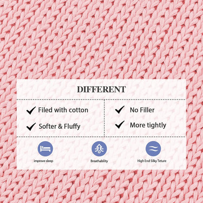 L'AGRATY Knitted Weighted Blanket - 50"x60" 10lbs Cooling Chunky Knit Heavy Blanket for Adults Braided Crochet Throw Thick Cable Yarn Knit Decorative No Beads Evenly Weighted Machine Washable