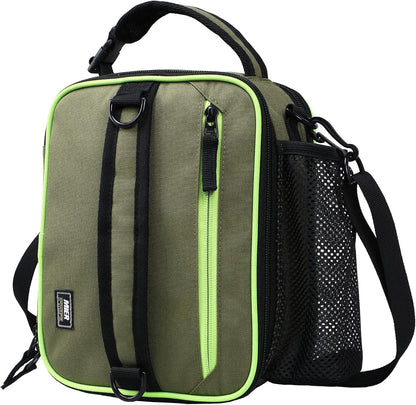 MIER Expandable Lunch Bag Insulated Lunch Box for Men to Work Travel Portable Lunchbox Bags with Shoulder Strap and Water Bottle Holder(Green)