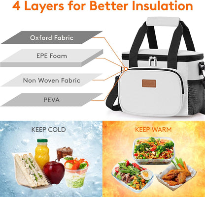 Lifewit Medium Lunch Bag Insulated Lunch Box Soft Cooler Cooling Tote for Adult Men Women, Sliver Gray 12-Can (9L)
