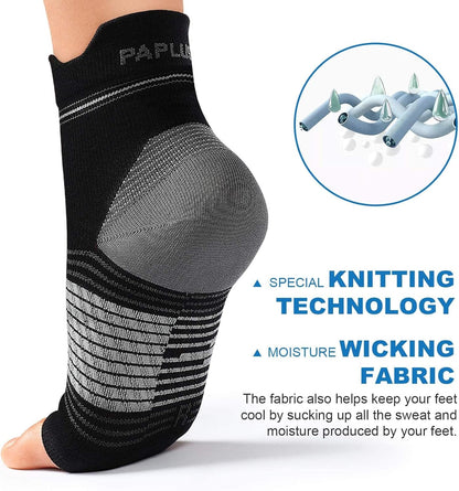 Plantar Fasciitis Sock (6 Pairs) for Men and Women, Compression Foot Sleeves with Arch and Ankle Support (Black, Gray, White, Small)