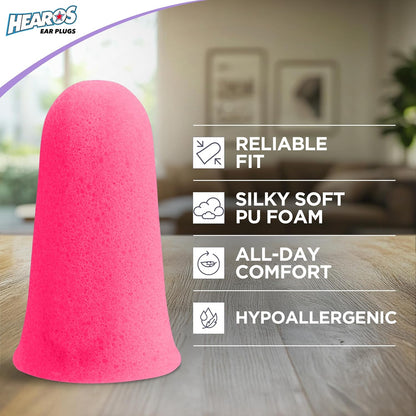 Hearos Sleep Pretty Tonight Foam Ear Plugs, Hearing Protection, 32 NRR, 12 Pair,Purple,5803