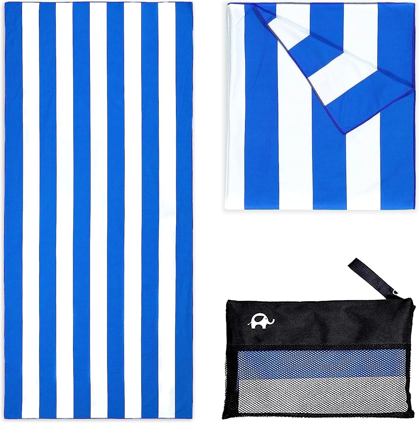 Elite Trend Quick Dry Towel Large 63x31 Inch - Microfiber Beach Towel - Perfect for Beach, Travel, Swimming, Pool, Yoga, Hiking, Camping - Lightweight, Fast Drying, Compact for Adults (Cabana Blue)