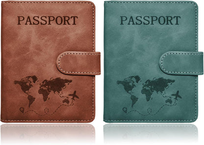 Passport Holder for Travel Essentials, 2 Pack Rfid Passport Cover for Women Men