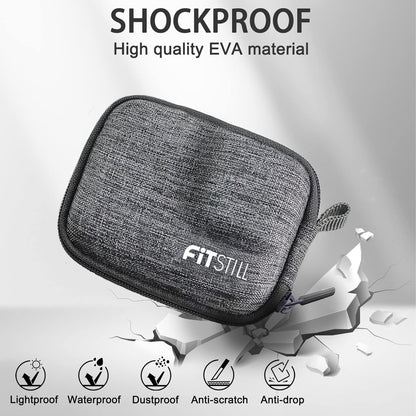 FiTSTILL Grey Weaving Mini Carrying Case for Go Pro Hero 13/12/11/10/9/8/7/(2018)/6/5/4/3+/3 Black,Hard Shell Travel Storage Case for AKASO,Campark,YI Action Camera and More
