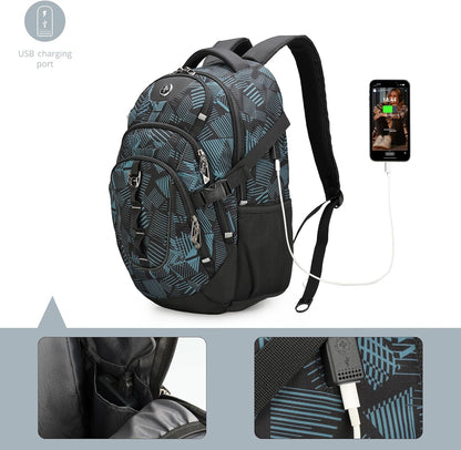 Swissdigital Laptop Backpack with USB Charging Port, Travel Backpack Fits 15.6 inches Computer, 31L Backpack for Men, Dark Green | SD803