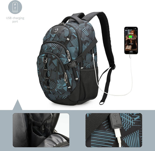 Swissdigital Laptop Backpack with USB Charging Port, Travel Backpack Fits 15.6 inches Computer, 31L Backpack for Men, Dark Green | SD803