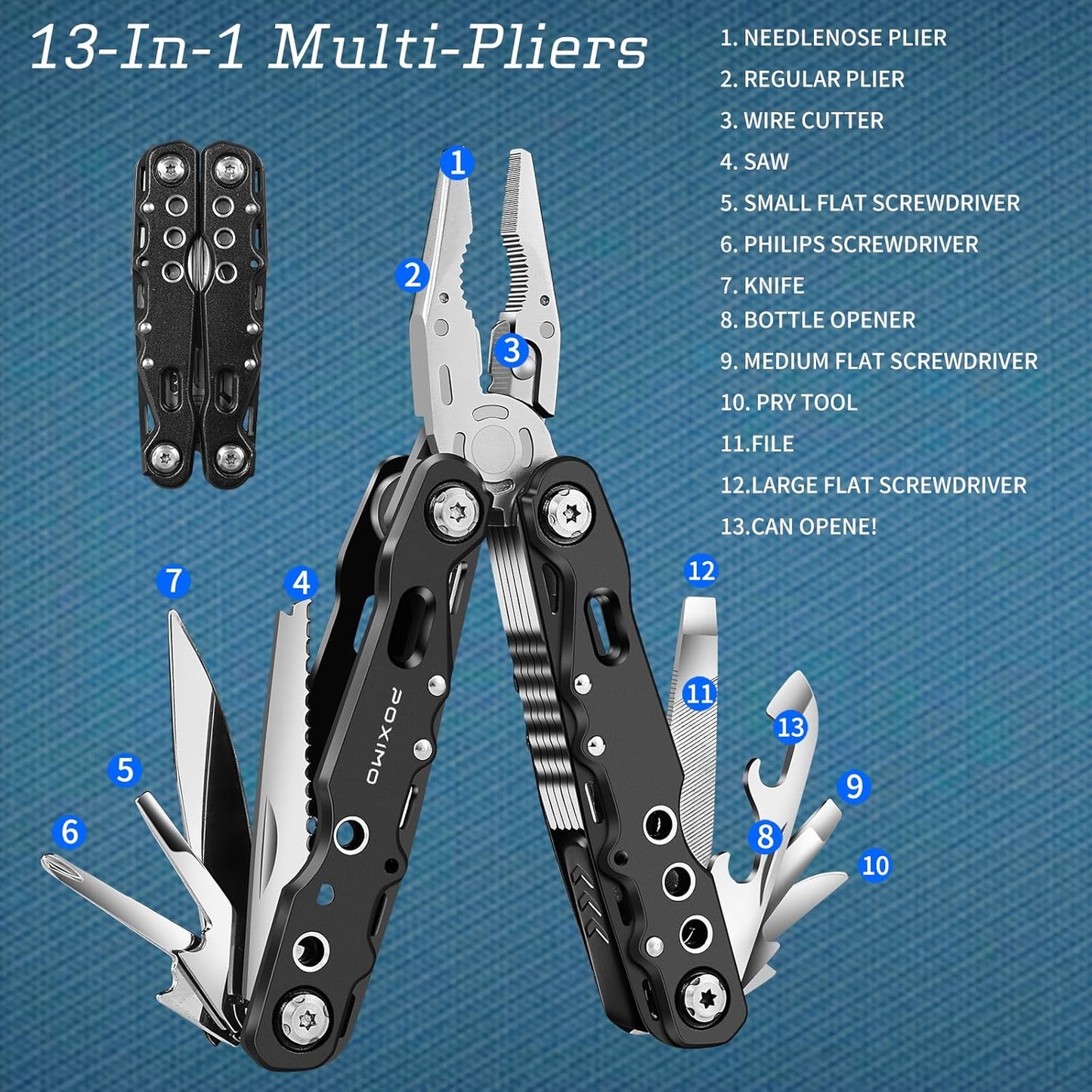 Multitool Gifts for Father, Dad Gift Set with 14 in 1 Multi-tool Pliers, Pocket Knife & Tactical Pen | Premium EDC Survival Kit for Camping, Car Emergency | Unique Practical Gift for Father Dad Him