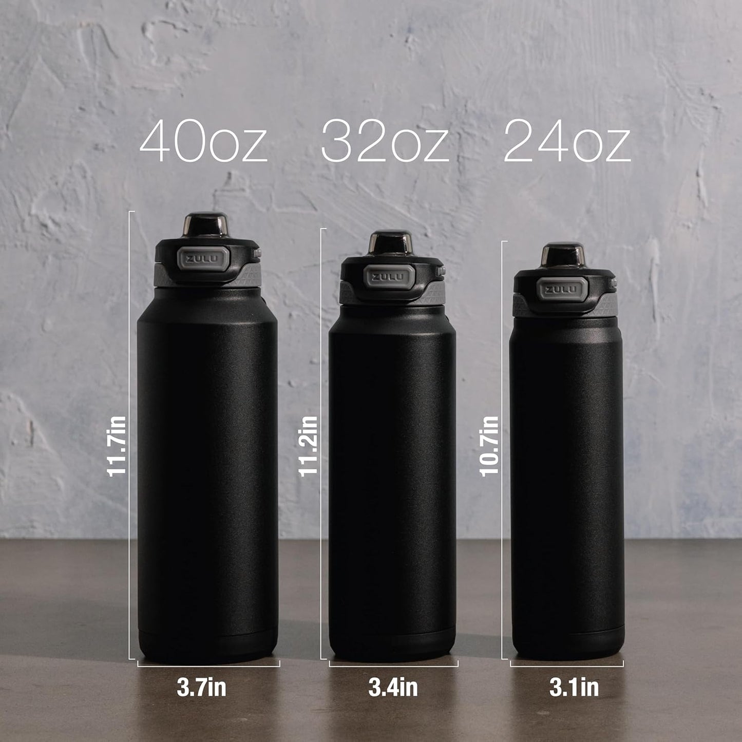 ZULU Powerfill Pro 40oz Stainless Steel Water Bottle with Quick Fill Lid, Triple Walled Vacuum Insulated Metal, Leak Proof Locking Lid, Sip and Chug, Reusable BPA Free, High Tide