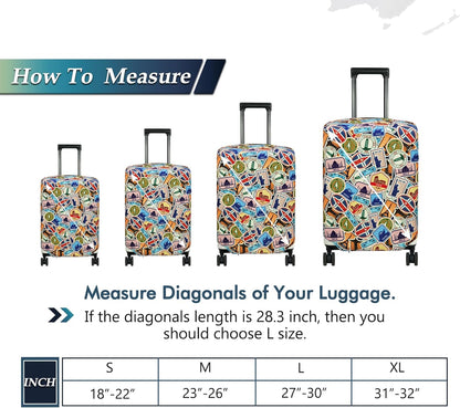 HYPER VENTURE Washable Luggage Cover - Fashion Suitcase Protector Fits 18-22 Inch Luggage (World Voyage, S)