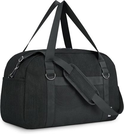 Narwey For Spirit Airlines Personal Item Bag 18x14x8, Small Duffle Bag for Travel, Duffel Bag for Traveling, Carry on Bag for Airplanes Underseat Overnight for Women and Men (Black)