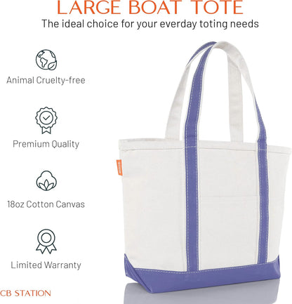 CB STATION Medium Classic Canvas Tote Bag for Women, Top Zipper Closure, Outer Pocket, Daily Essentials, Groceries, Traveling