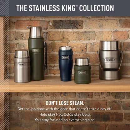 THERMOS Stainless King Vacuum-Insulated Travel Tumbler, 16 Ounce, Army Green