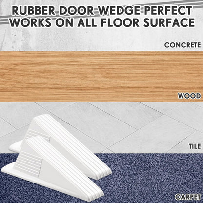 Frienda 8 Pcs Jumbo Door Stoppers Heavy Duty Door Stopper Tall up to 2inch Tall Wedge TPR Large Wedge Stackable Big Rubber Doorstop for Hotel Carpet Hardwood Concrete and Tile (White)