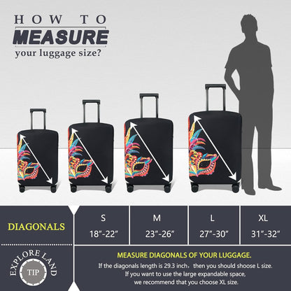 Explore Land Travel Luggage Cover Suitcase Protector Fits 23-26 Inch Case (Carnival, M)