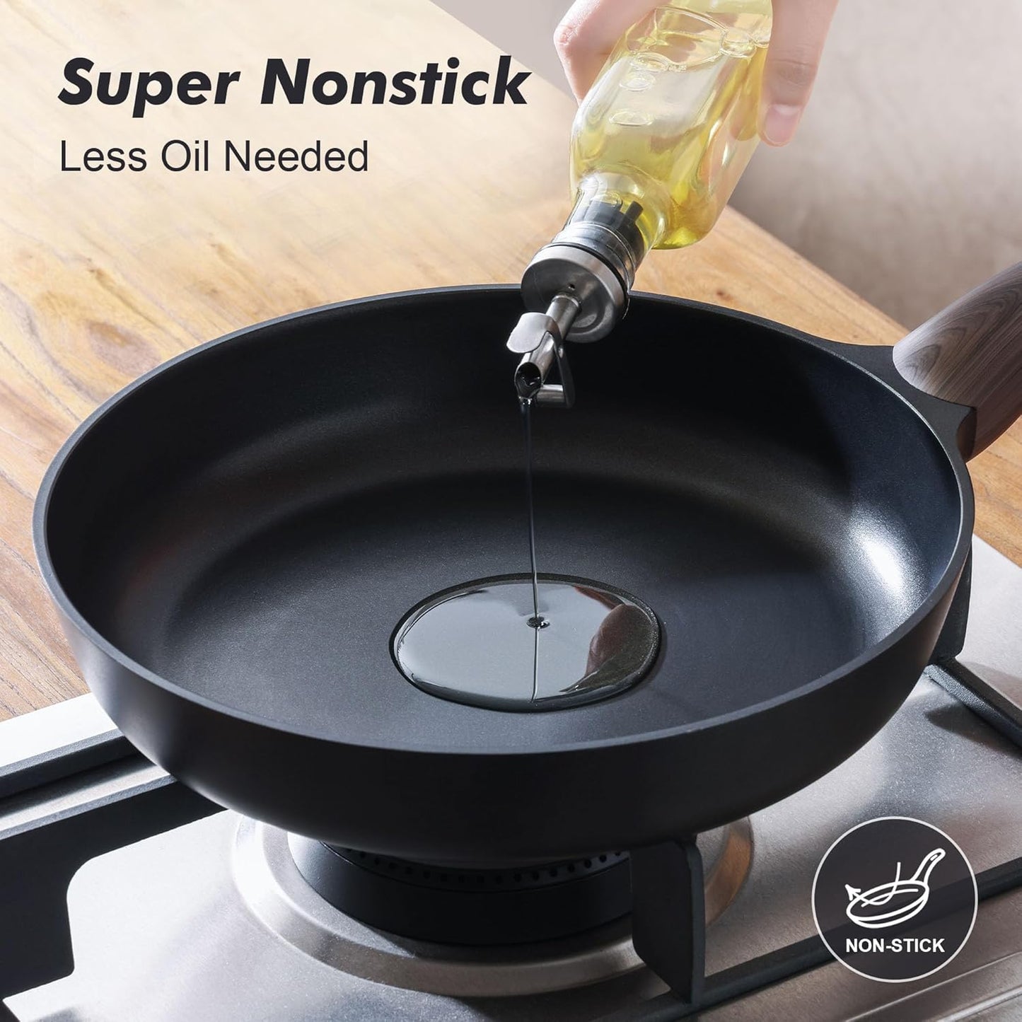 SENSARTE Nonstick Frying Pan Skillet 8Inch Non Stick Egg Pan Omelette Pans, Healthy Kitchen Cooking Chef's Pan, Free of Intentionally Added PFOA/PFOS, Induction Compatible, Black