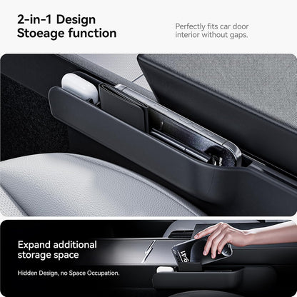 YONZEE 2-in-1 Car Steering Wheel Desk Tray & Car Seat Gap Filler Organizer – Foldable Carbon Fiber Look Table for Laptop, Eating Food, Writing – Universal Fit for Most Vehicles