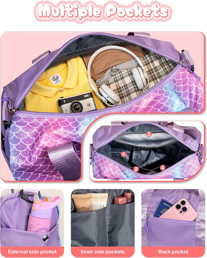 Christmas Gifts for Kids-Girl Gym Bag with Shoe Compartment, Kid Personalized Weekender Overnight Bags, Initial Travel Tote with Makeup Pouch, Graduation Gift for Girls (Letter Y)