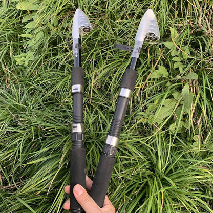 Fishing Pole Combo, 6.9ft 2Pcs Telescopic Rods Set, Collapsible Fishing Rods, 2PCS Spinning Reel Set with Carrier Bag Freshwater Fishing Rod and Reel Combos Kits
