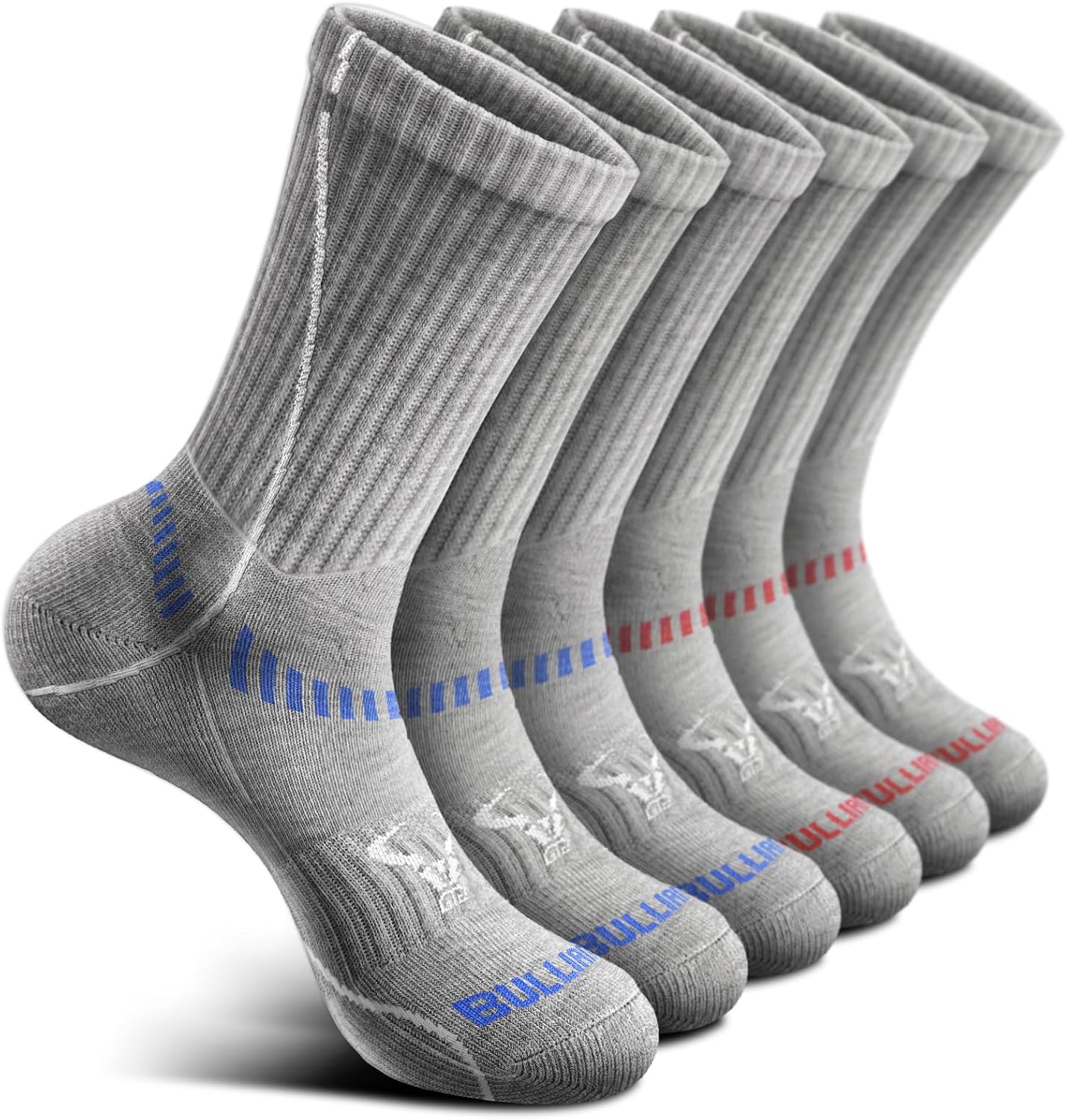 BULLIANT Compression Socks for Men 6Pairs, Athletic Crew Socks Cushioned For Men Sports Running-Arch Support