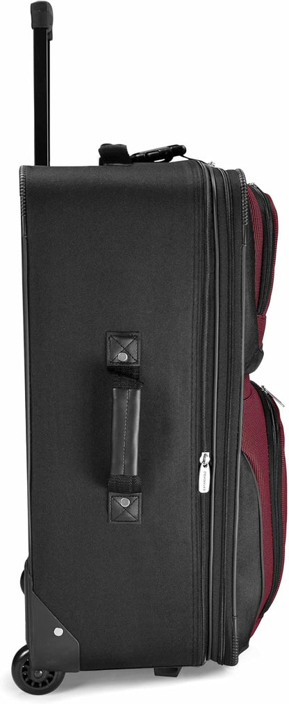 Travel Select Amsterdam 25-Inch Softside Expandable Rolling Upright Luggage, Lightweight 2-Wheel Suitcase with Push-Button Handle, Burgundy