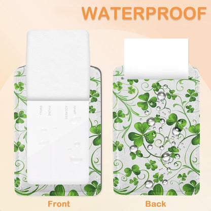 St. Patrick’s Day 3 PCS Luggage Tags, Lucky Clovers Leather Suitcase Tags with Privacy Cover Name Address Labels and Durable Steel Loop for Men/Women Travel Bag Suitcases