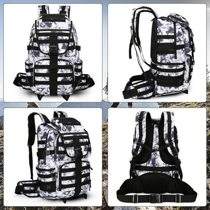 50L Military Tactical Backpack Hiking Waterproof Backpack Large Military Pack 3 Day Assault Pack Molle Bag Rucksack (White Camo)