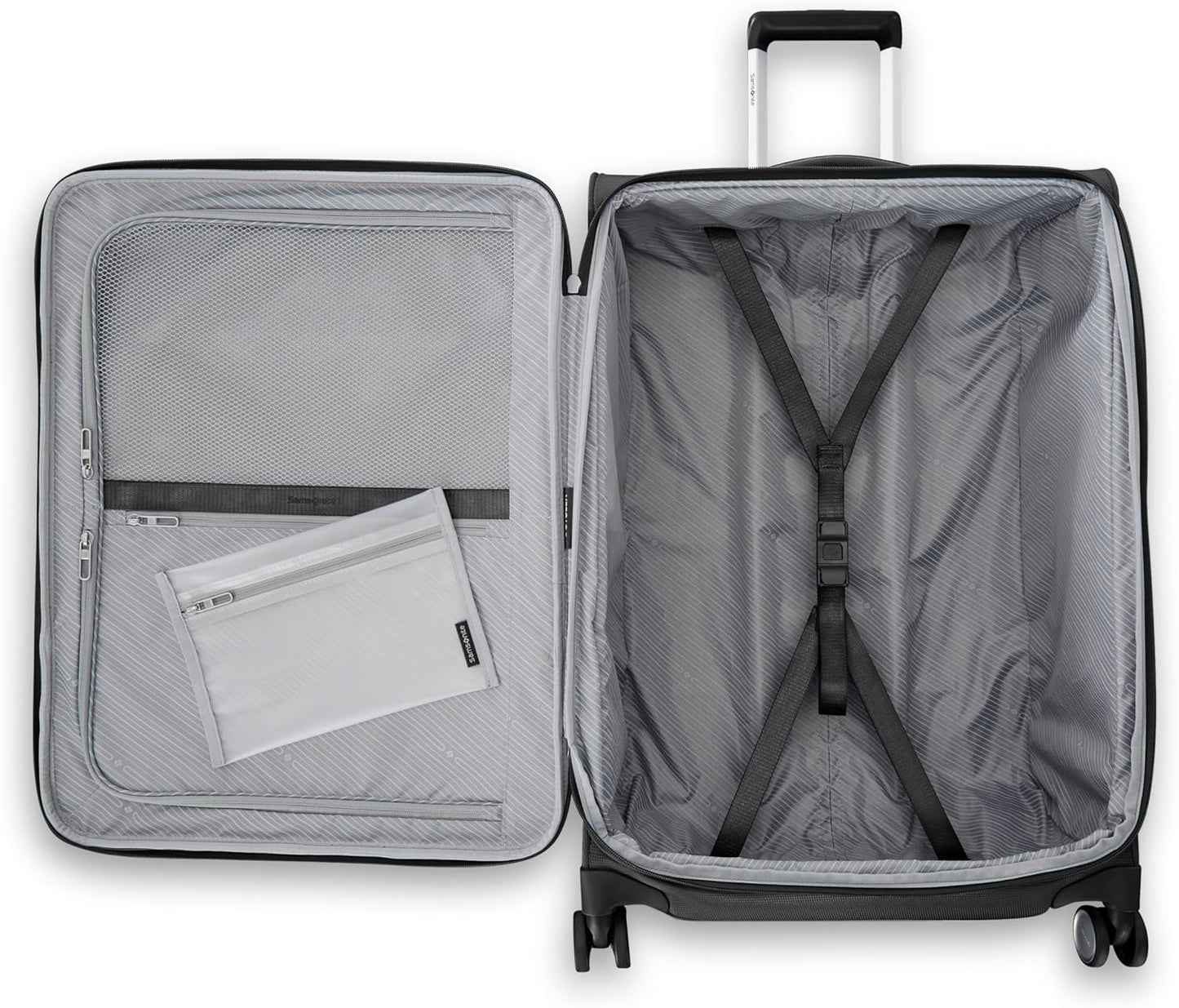 Samsonite UpLIFT Lightweight Large Checked Softside Luggage with Spinner Wheels - Expandable - Airline-Approved, Polyester Soft Suitcase for Ultra Light Travel - Black