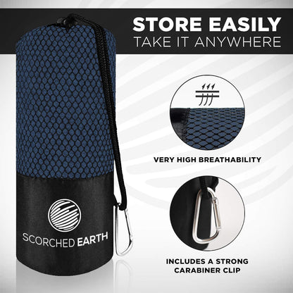 ScorchedEarth Microfiber Travel & Sports Towel Set - Quick Dry, Super Absorbent, Compact, Lightweight - for Camping, Backpacking, Hiking, Beach, Yoga, Swimming - Includes 2 Sizes + Carrying Bag & Clip