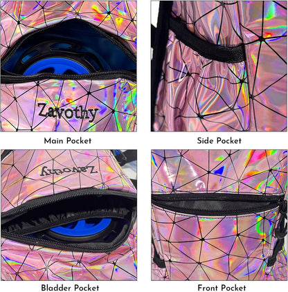 Reflective Hydration Backpack, Hydration Pack - Water Backpack with 2L/3L Hydration Bladder, Essential for Festivals - Rave Hydration Pack for Hiking, Running, Cycling, and Festivals