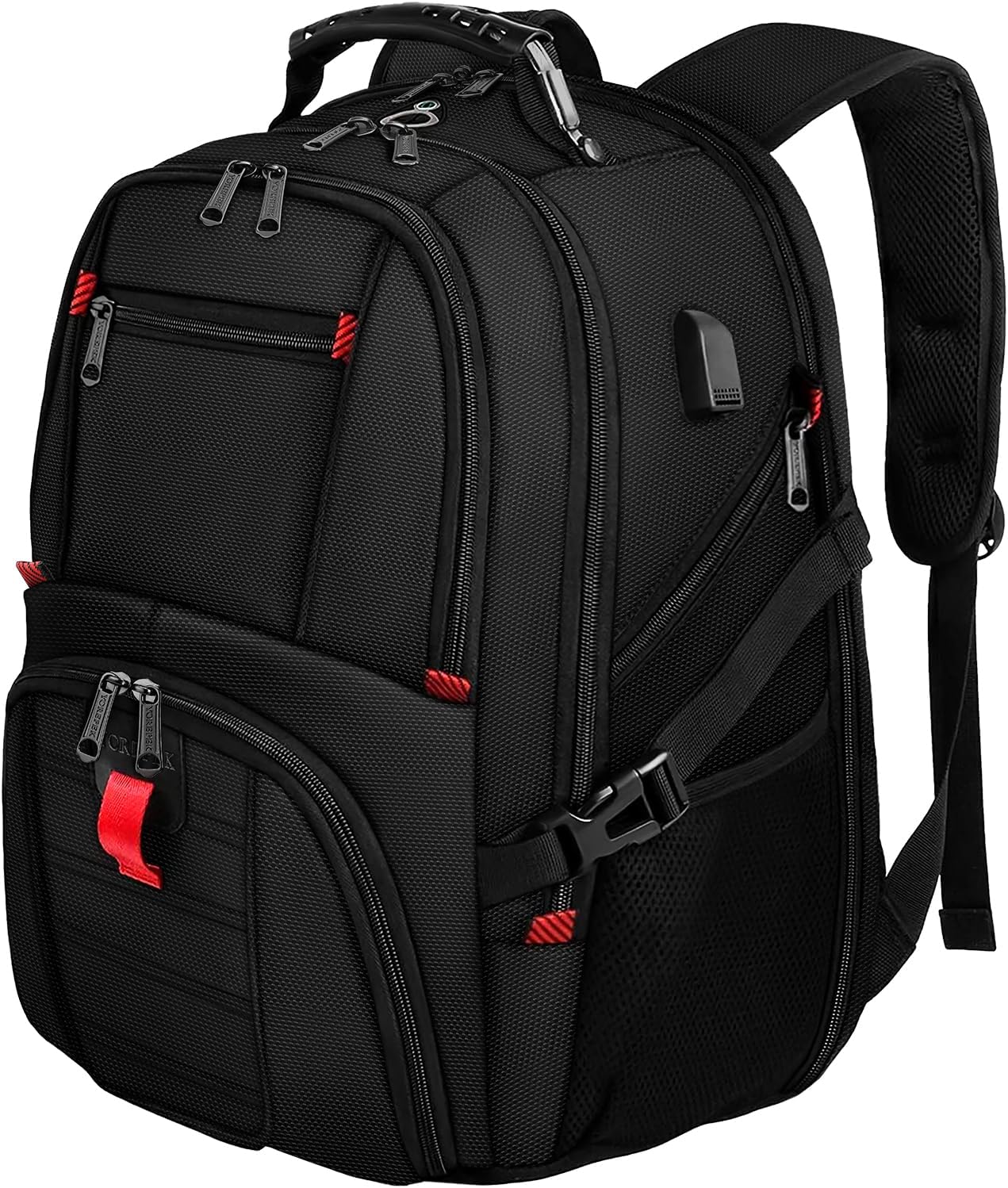 YOREPEK Travel Backpack, 15.6 Inch Laptop Backpacks for Men Women, Water Resistant College Backpack Airline Approved Business Work Bag with USB Charging Port Fits 15.6 Inch Computers, Black