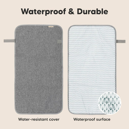 KeaBabies Portable Diaper Changing Pad, Easy Wipe Clean - Foldable Waterproof Baby Changing Mat for Diaper Bag, Compact, Lightweight,25x13 Baby Changer Travel Essential,Machine Washable(Classic Gray)