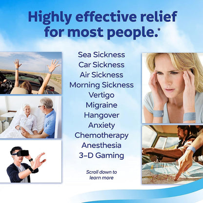 Sea-Band Anti-Nausea Acupressure Wristband for Motion & Morning Sickness - 1 Pair Navy Blue