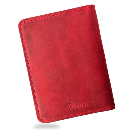 PEGAI Standard Full Grain Crazy Horse Leather Passport Holder | Custom Travel Passport Cover & Organizer | Handcrafted Leather Passport Wallet for Men and Women | Pike (Rose)