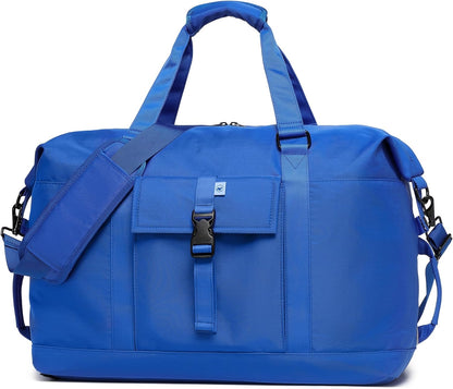 SUNNY BIRD Duffel with Utility Pouch, 40L Weekender Overnight Bag with Shoe Compartment for Travel and Sports (Blue)