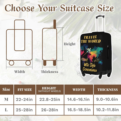 Luggage Cover, Travel Suitcase Covers, Elastic Suitcase Protective Cover, Scratchproof Luggage Protector, Washable Dustproof Trolley Case Protector Fit 22-28 Inch (bk, M（22-24inch suitcase）)