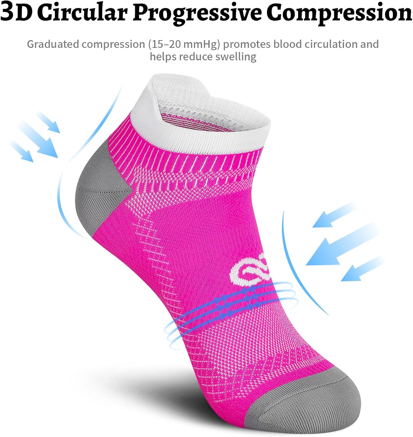 PAPLUS Ankle Compression Sock for Men and Women 2/4/6 Pairs, Low Cut Compression Running Sock with Ankle Support