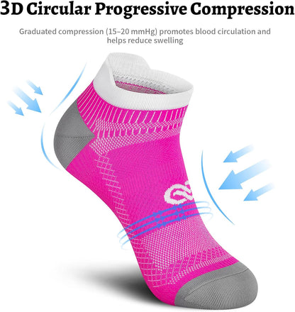 PAPLUS Ankle Compression Sock for Men and Women 2/4/6 Pairs, Low Cut Compression Running Sock with Ankle Support