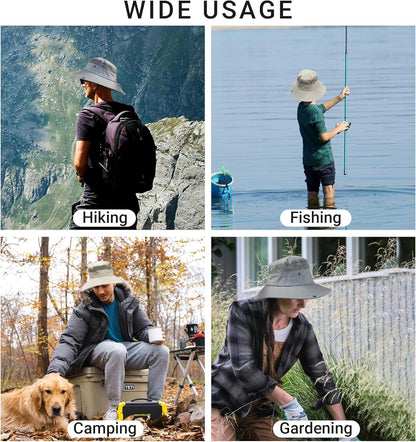 NPQQUAN Ponytail Sun Bucket Hats for Women Men Wide Brim UPF 50+ Fishing & Beach Hats