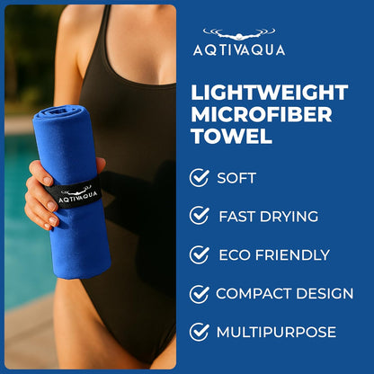 AqtivAqua Quick Dry Towel - Lightweight Microfiber Travel Towel w/Bag - Fast Drying Towel Set for Camping, Beach, Pool, Gym, Backpacking, Sports, Yoga & Swim Use, Hiking (Royal Blue, L:30"x60")