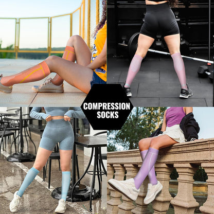 Compression Socks for Women Men Circulation Knee High 8 Pairs for Nurses, Running, Travel, Athletic