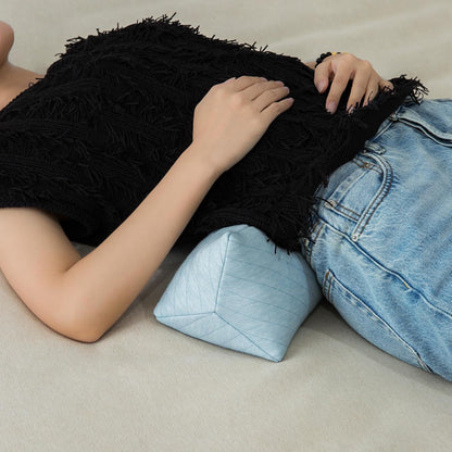 Buckwheat Neck Support Pillow Cervical Neck Cylinder Bolster Pillow Neck Pain Relief Breathable Comfortable for Back and Side Sleepers Round Pillows for Lunch Break Blue, 6x15 Inch