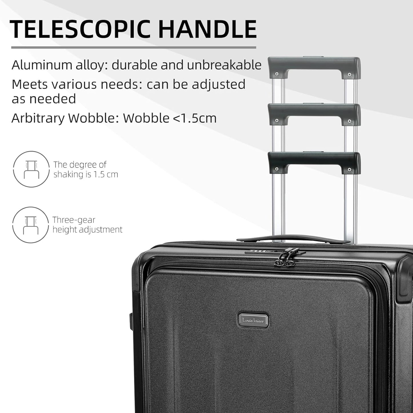 Carry On Luggage, 20 Inch Top Opening Aluminum Frame Lightweight Airline Approved ABS+PC Hard Shell Suitcases with Silent Wheels, TSA Lock, Front Pocket & Wet-dry Separated Six-piece Set (20IN, Black)