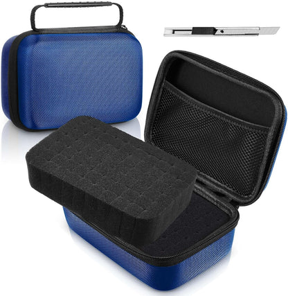 EVA Hard Case with Customizable Foam Protective EVA Carrying Case Shockproof Outdoor for Camera, Digital Products, Electronic Instruments with Knife(Blue,11 x 7.8 x 4.3 Inch)
