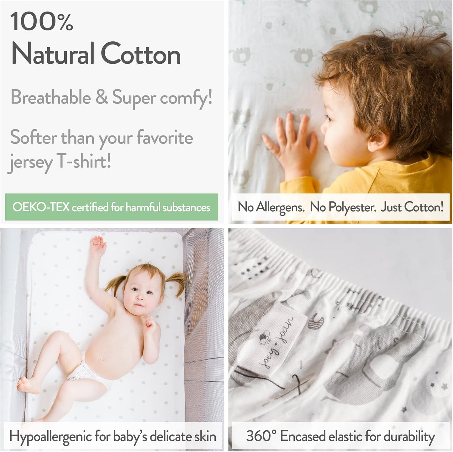 Pack and Play Sheets Fitted – Compatible with 4moms Breeze Plus Playard and Other Large Playpen Mattress – Snuggly Soft 100% Jersey Cotton – 2 Pack Play Yard Sheet Set for Boys & Girls