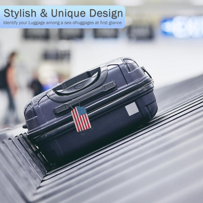 Luggage Tags for Suitcase,American Flag Luggage Tags of Set 2 Leather Identifiers Privacy Cover with Stainless Steel Loop for Women Men Travel Bag Suitcase
