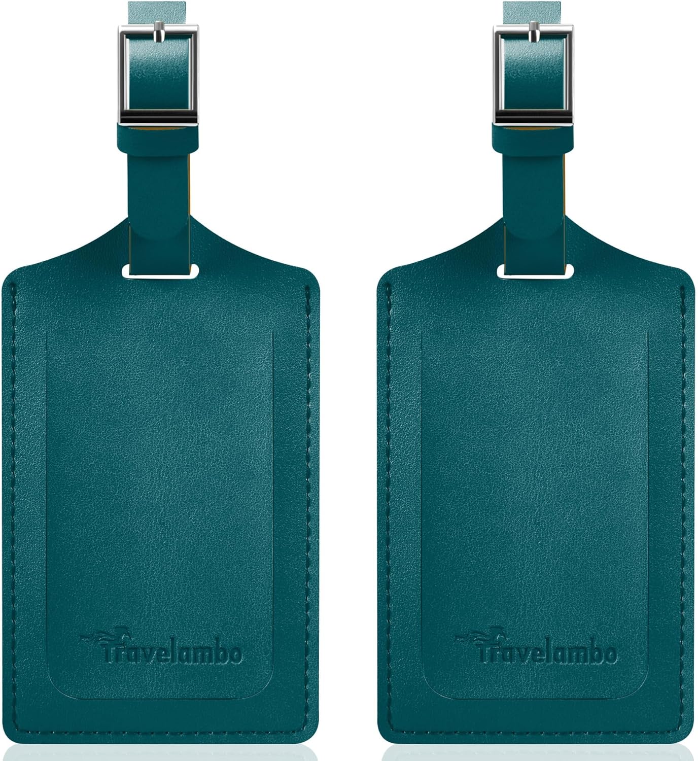 Travelambo Luggage Tags for Suitcases Faux Leather Privacy Protection 2 Pack Bag Tags Travel Accessories Essential, Summer Green
