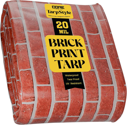 Core Tarps Extreme Heavy Duty 20 Mil Tarp Cover, Waterproof, UV Resistant, Rip and Tear Proof, Poly Tarpaulin with Reinforced Edges for Roof, Camping, Patio, Pool, Boat (Bricks/Black 30′ X 70′)